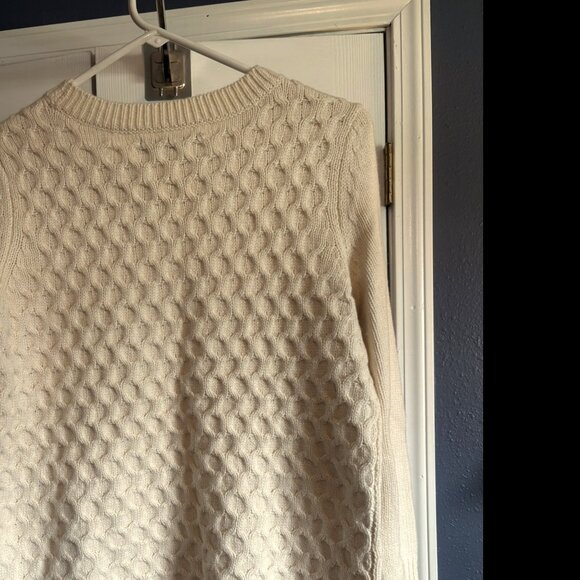 Loft Women Chunky Cable Knit Sweater Wool Blend Pullover Size Med Cream - Picture 2 of 7